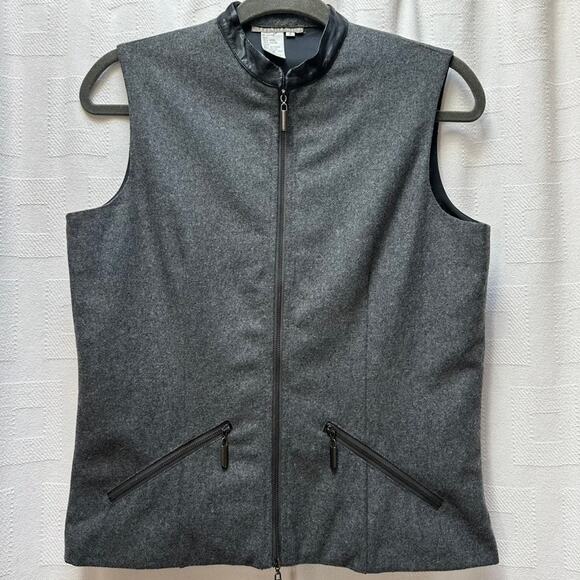 Isabella Bird Wool Vest Double Zip Charcoal Career Workwear Casual Moto 4 - Picture 1 of 9
